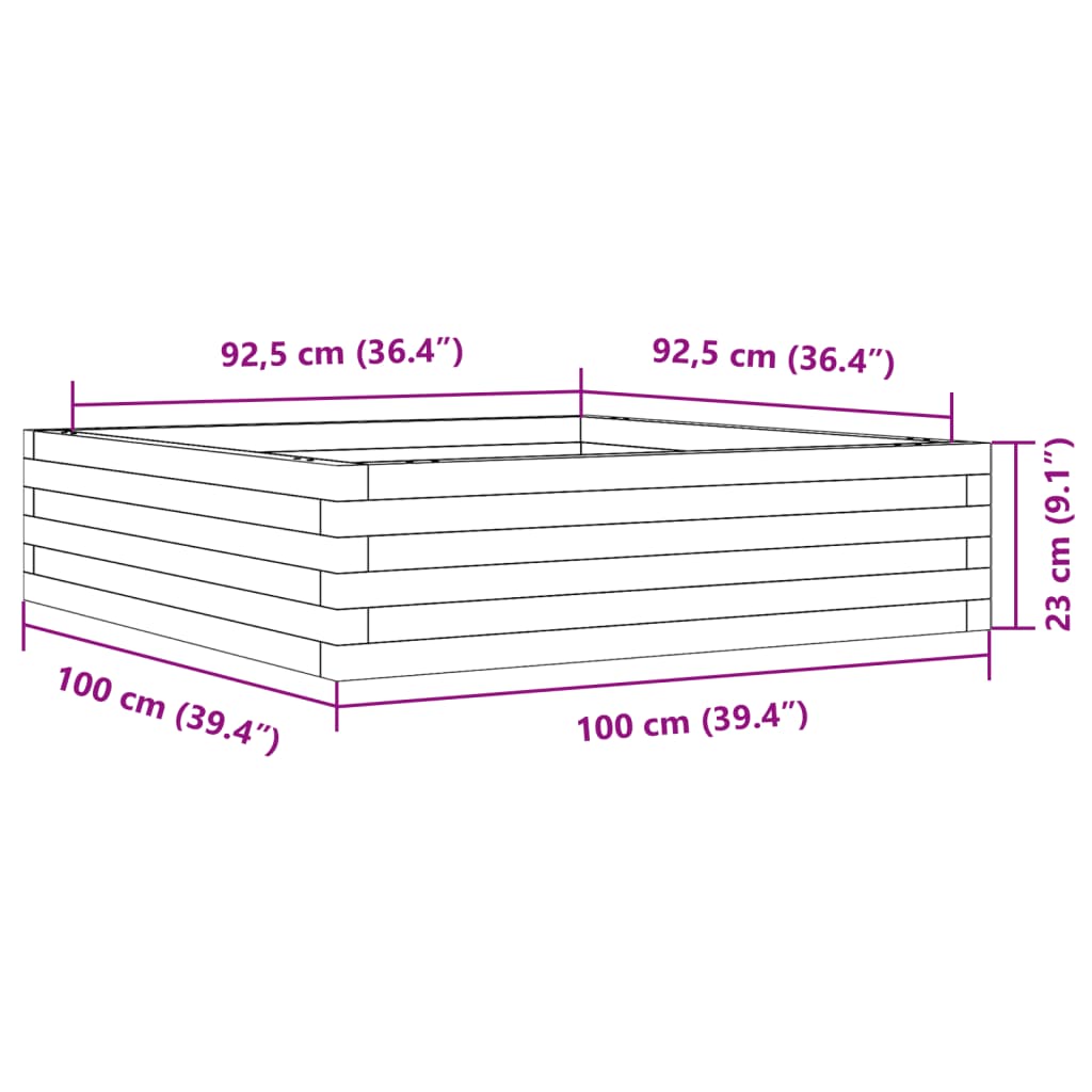 vidaXL Ζαρντινιέρα Κήπου Λευκή 100x100x23 εκ. από Μασίφ Ξύλο Πεύκου