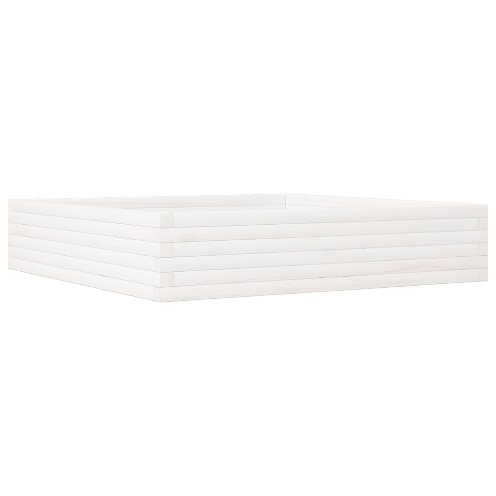 vidaXL Ζαρντινιέρα Κήπου Λευκή 110x110x23 εκ. από Μασίφ Ξύλο Πεύκου
