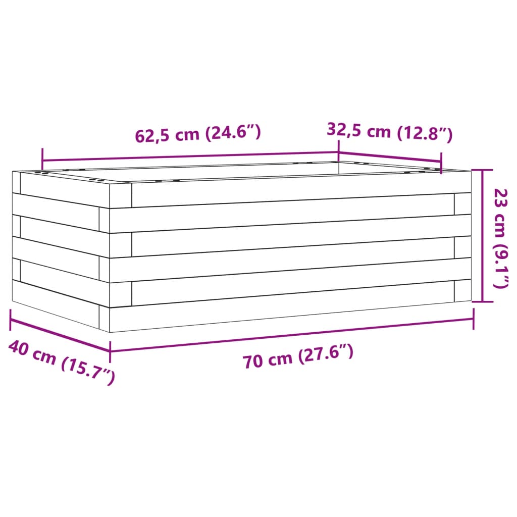 vidaXL Ζαρντινιέρα Κήπου 70x40x23 εκ από Μασίφ Ξύλο Πεύκου