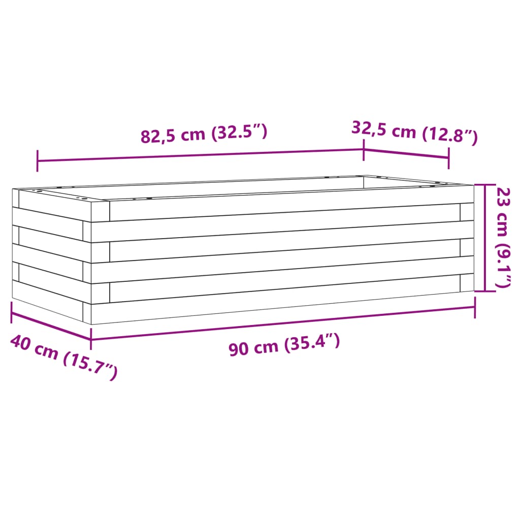 vidaXL Ζαρντινιέρα Κήπου 90x40x23 εκ από Μασίφ Ξύλο Πεύκου