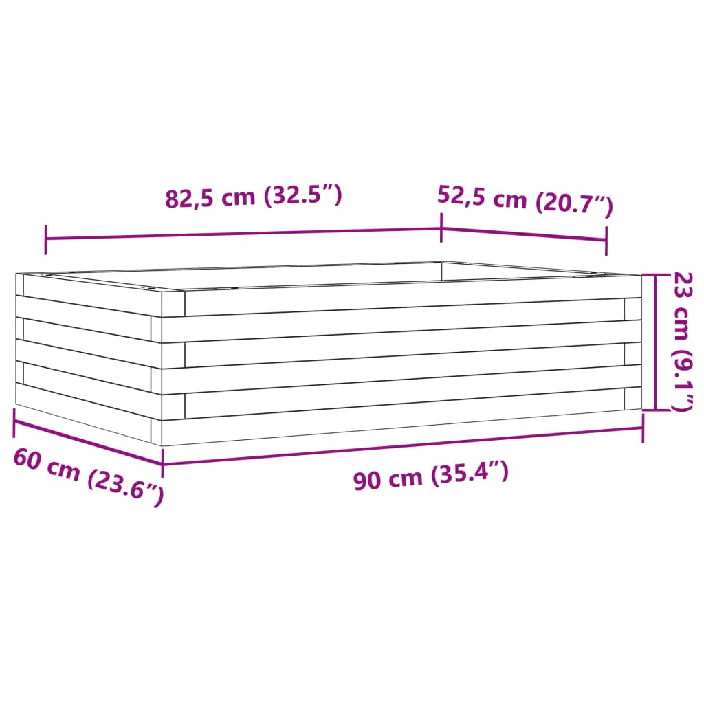 vidaXL Ζαρντινιέρα Κήπου 90x60x23 εκ. από Εμποτισμένο Ξύλο Πεύκου