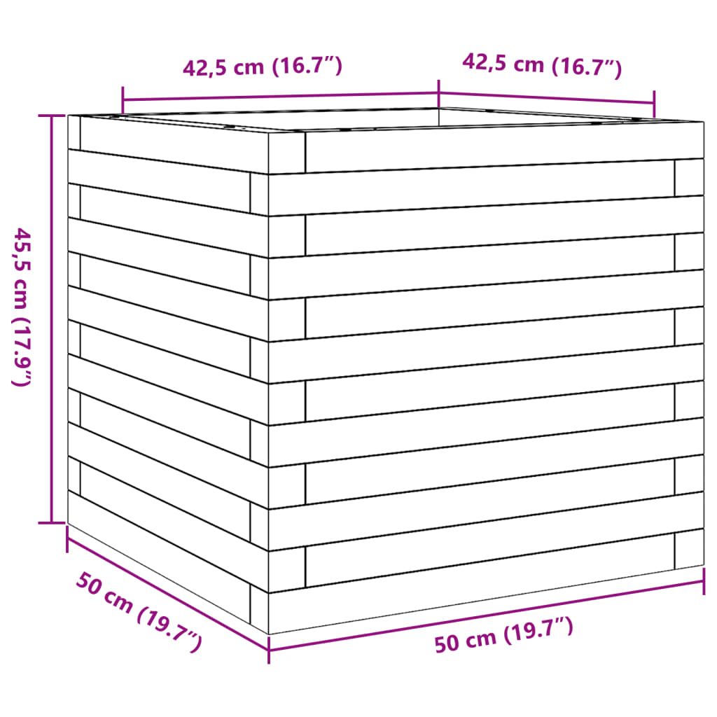 vidaXL Ζαρντινιέρα Κήπου 50x50x45,5εκ από Μασίφ Ξύλο Πεύκου
