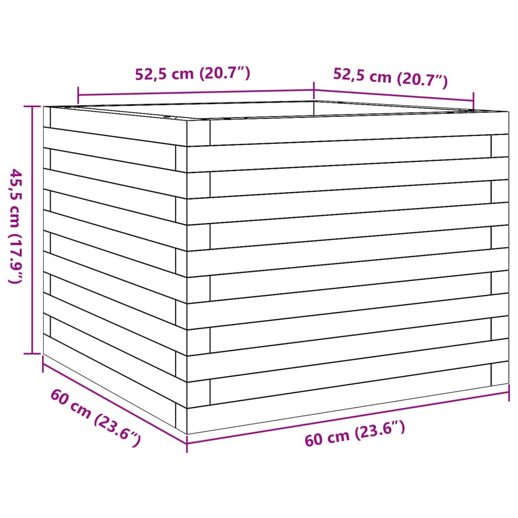 vidaXL Ζαρντινιέρα Κήπου 60x60x45,5 εκ από Μασίφ Ξύλο Πεύκου