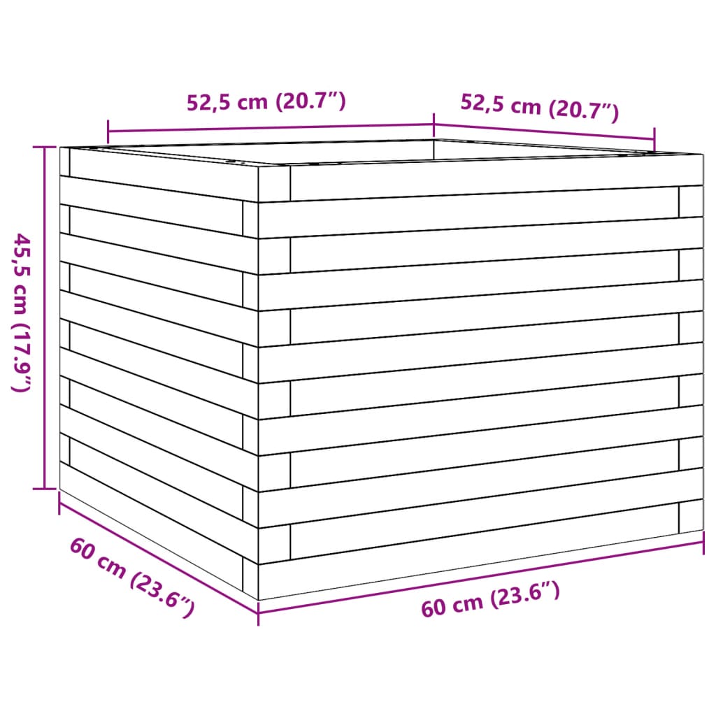 vidaXL Ζαρντινιέρα Κήπου 60x60x45,5 εκ. από Εμποτισμένο Ξύλο Πεύκου