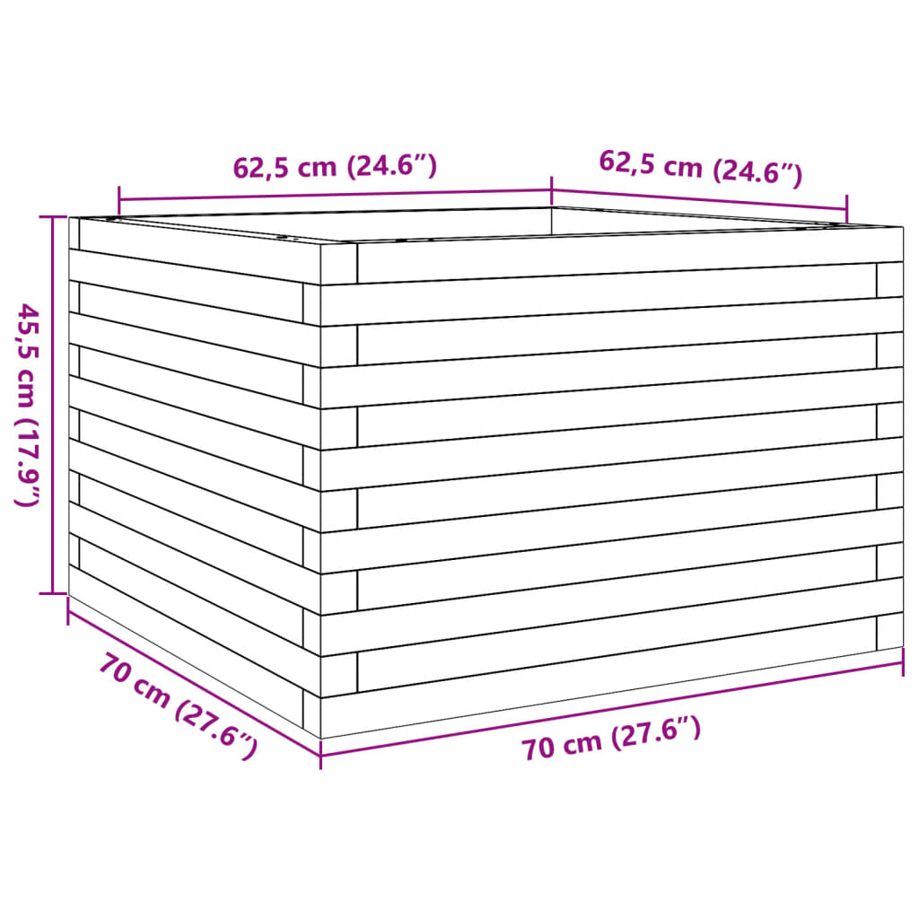 vidaXL Ζαρντινιέρα Κήπου 70x70x45,5 εκ από Μασίφ Ξύλο Πεύκου