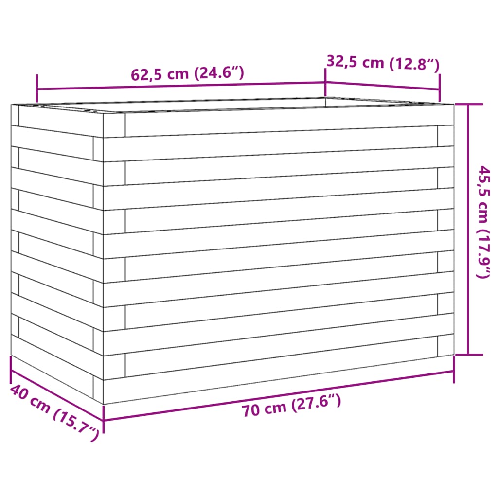vidaXL Ζαρντινιέρα Κήπου 70x40x45,5 εκ από Μασίφ Ξύλο Πεύκου