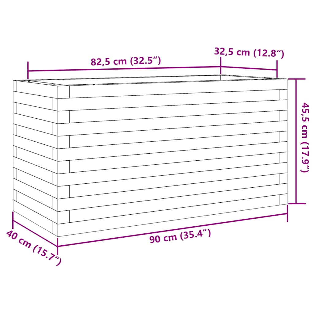 vidaXL Ζαρντινιέρα Καφέ Κεριού 90x40x45,5 εκ. από Μασίφ Ξύλο Πεύκου