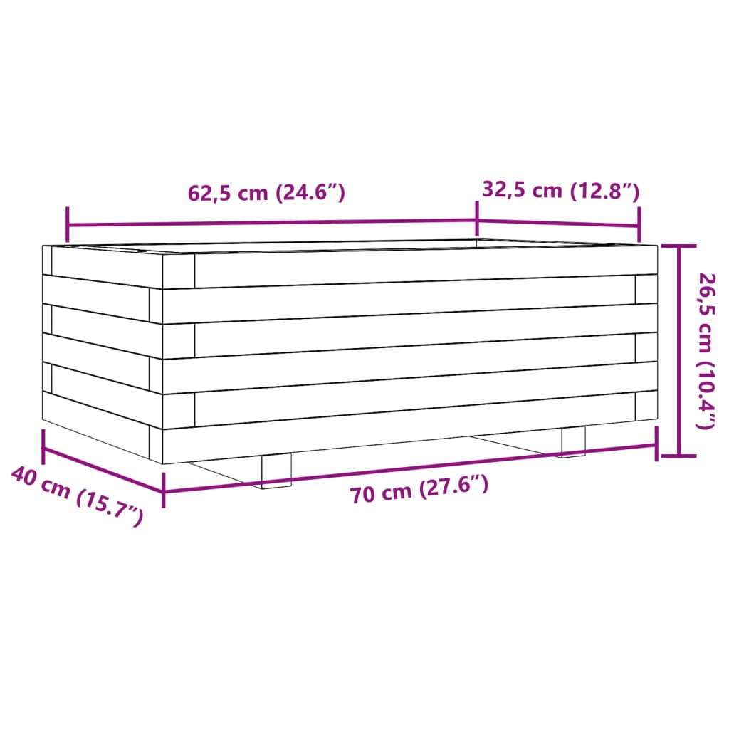 vidaXL Ζαρντινιέρα Κήπου 70x40x26,5 εκ από Μασίφ Ξύλο Πεύκου