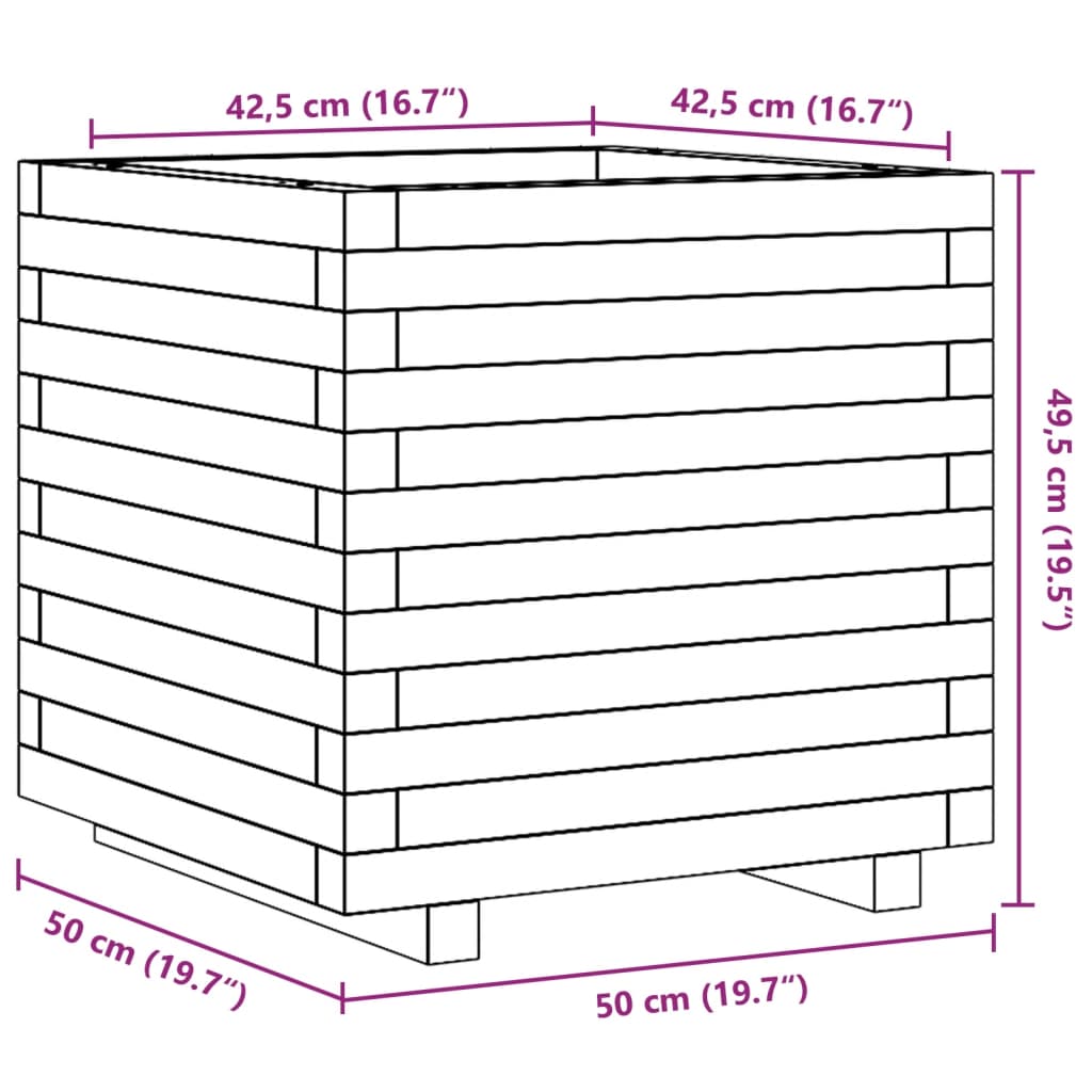 vidaXL Ζαρντινιέρα Κήπου 50x50x49,5 εκ από Μασίφ Ξύλο Πεύκου