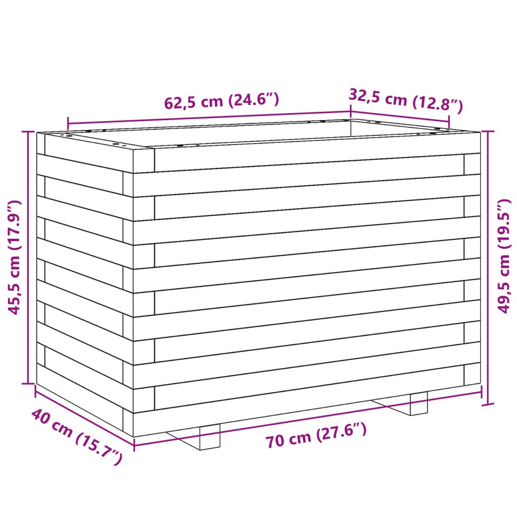 vidaXL Ζαρντινιέρα Κήπου 70x40x49,5 εκ. από Εμποτισμένο Ξύλο Πεύκου