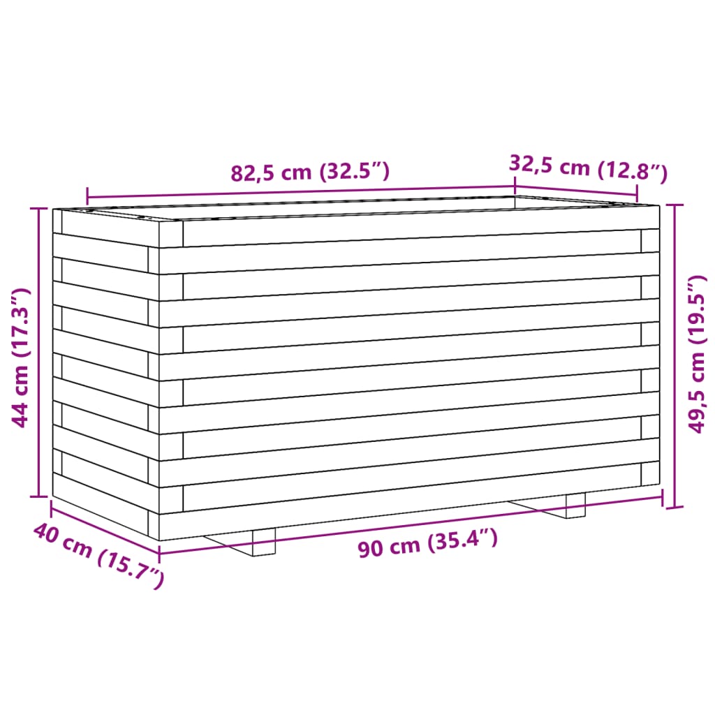 vidaXL Ζαρντινιέρα Κήπου 90x40x49,5 εκ από Μασίφ Ξύλο Πεύκου