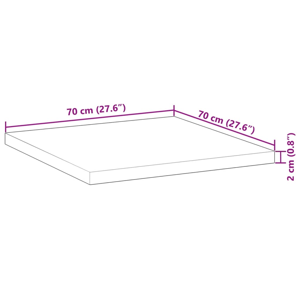 vidaXL Επιφάνεια Τραπεζιού Τετράγωνη 70x70x2 εκ. Μασίφ Ξύλο Ακακίας