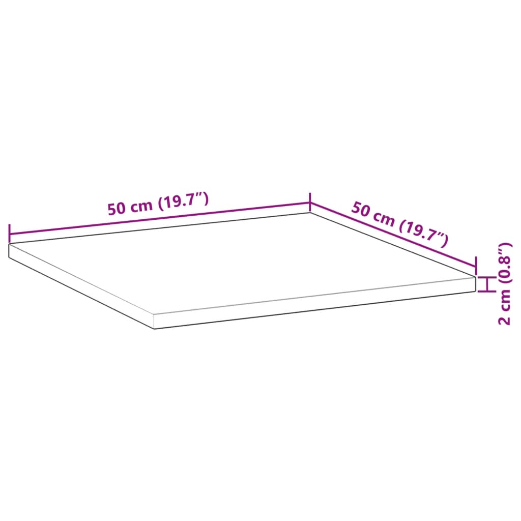 vidaXL Επιφάνεια Τραπεζιού Τετράγωνη 50x50x2 εκ. Μασίφ Ξύλο Ακακίας