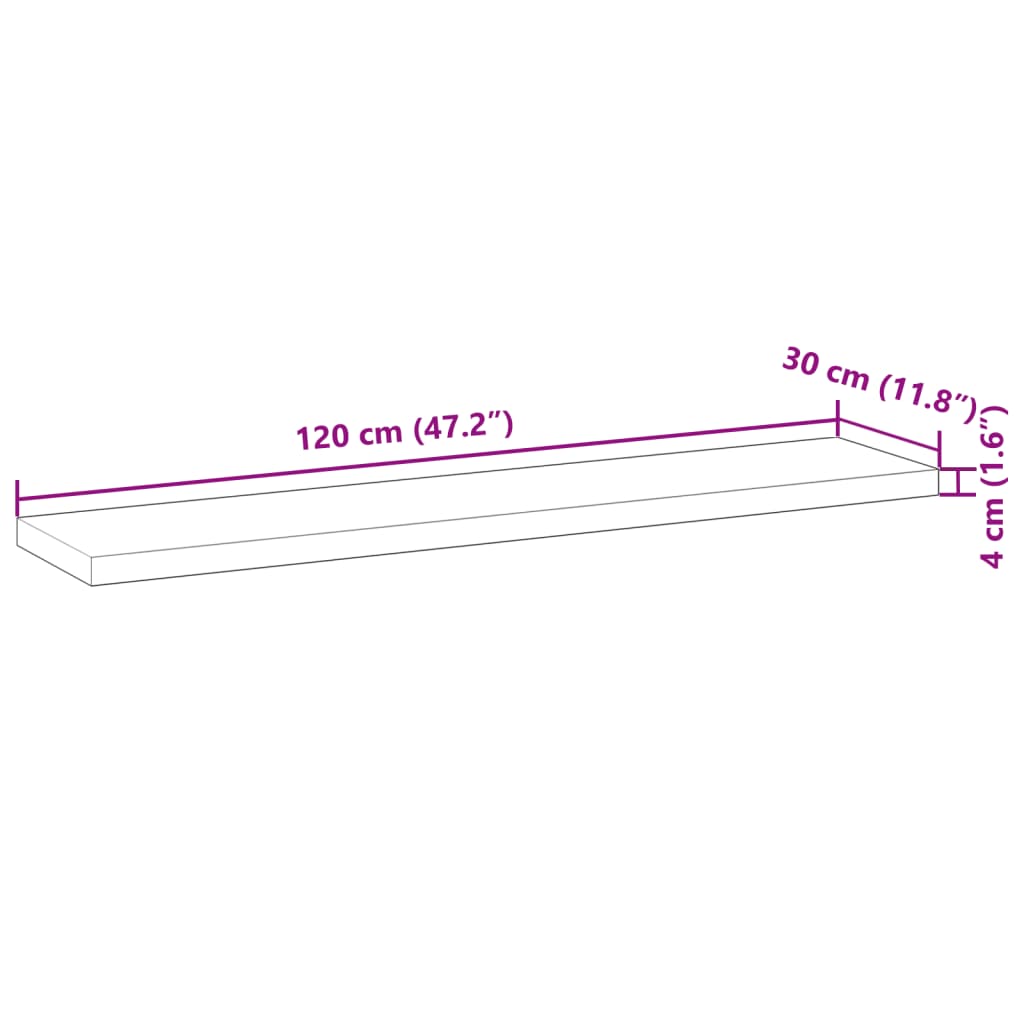vidaXL Επιφάνεια Γραφείου Ορθογώνια 120x30x4 εκ. Μασίφ Ξύλο Ακακίας