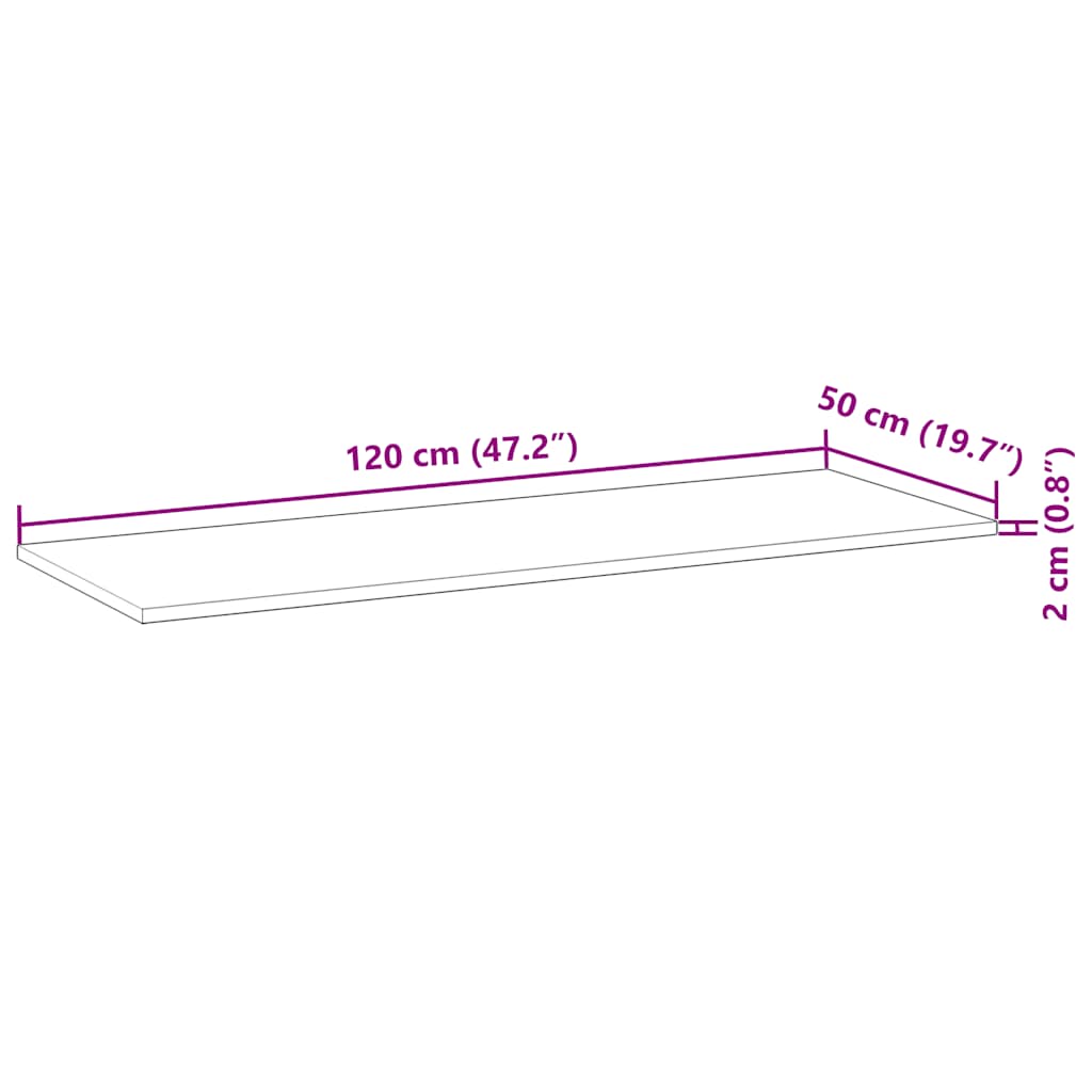 vidaXL Επιφάνεια Γραφείου Ορθογώνια 120x50x2 εκ. Μασίφ Ξύλο Ακακίας