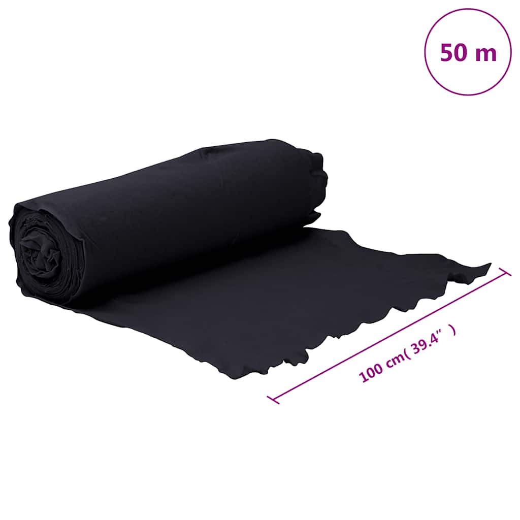 vidaXL Μεμβράνη με Γεωύφασμα Μαύρη 1 x 50 μ. Πολυεστερικές Ίνες