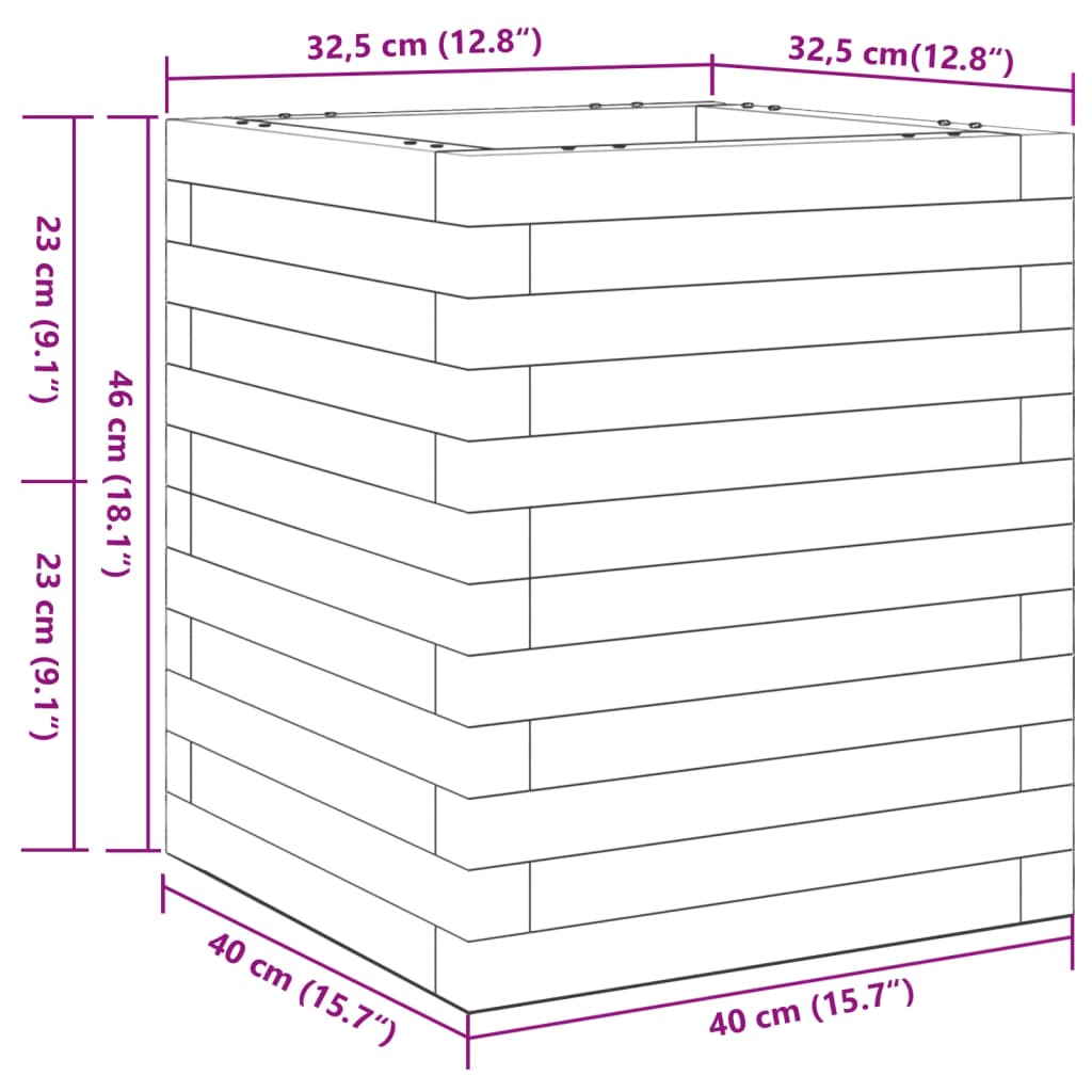 vidaXL Ζαρντινιέρα Καφέ Κεριού 40x40x46 εκ. από Μασίφ Ξύλο Πεύκου