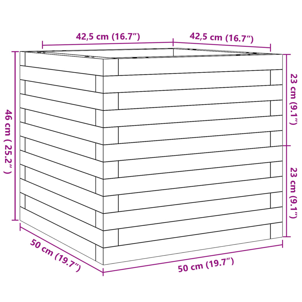 vidaXL Ζαρντινιέρα 50x50x46 εκ. από Μασίφ Ξύλο Πεύκου