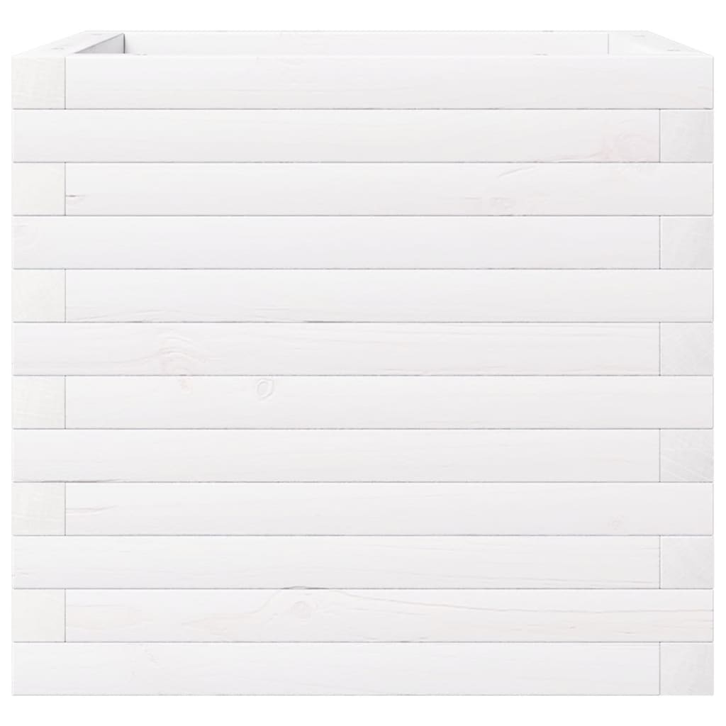 vidaXL Ζαρντινιέρα Κήπου Λευκή 50x50x46 εκ. από Μασίφ Ξύλο Πεύκου