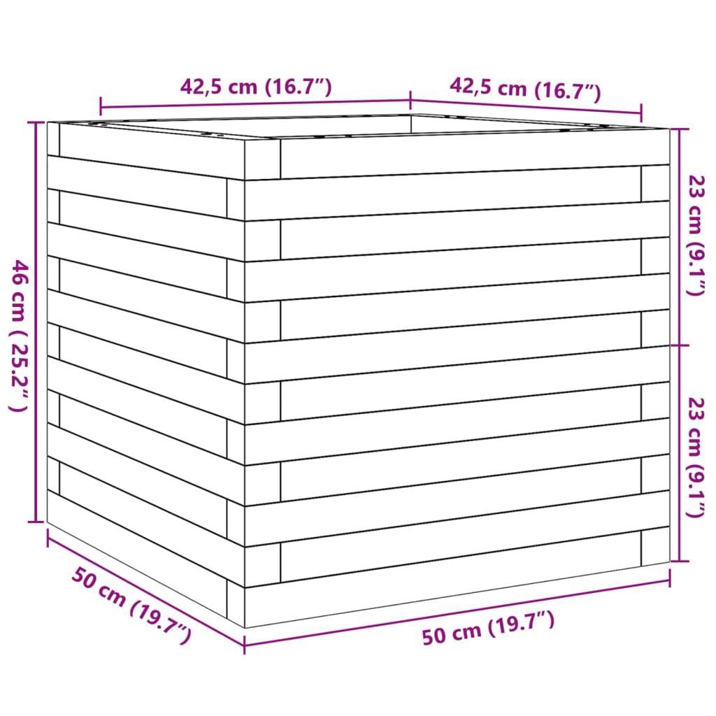 vidaXL Ζαρντινιέρα Κήπου Λευκή 50x50x46 εκ. από Μασίφ Ξύλο Πεύκου