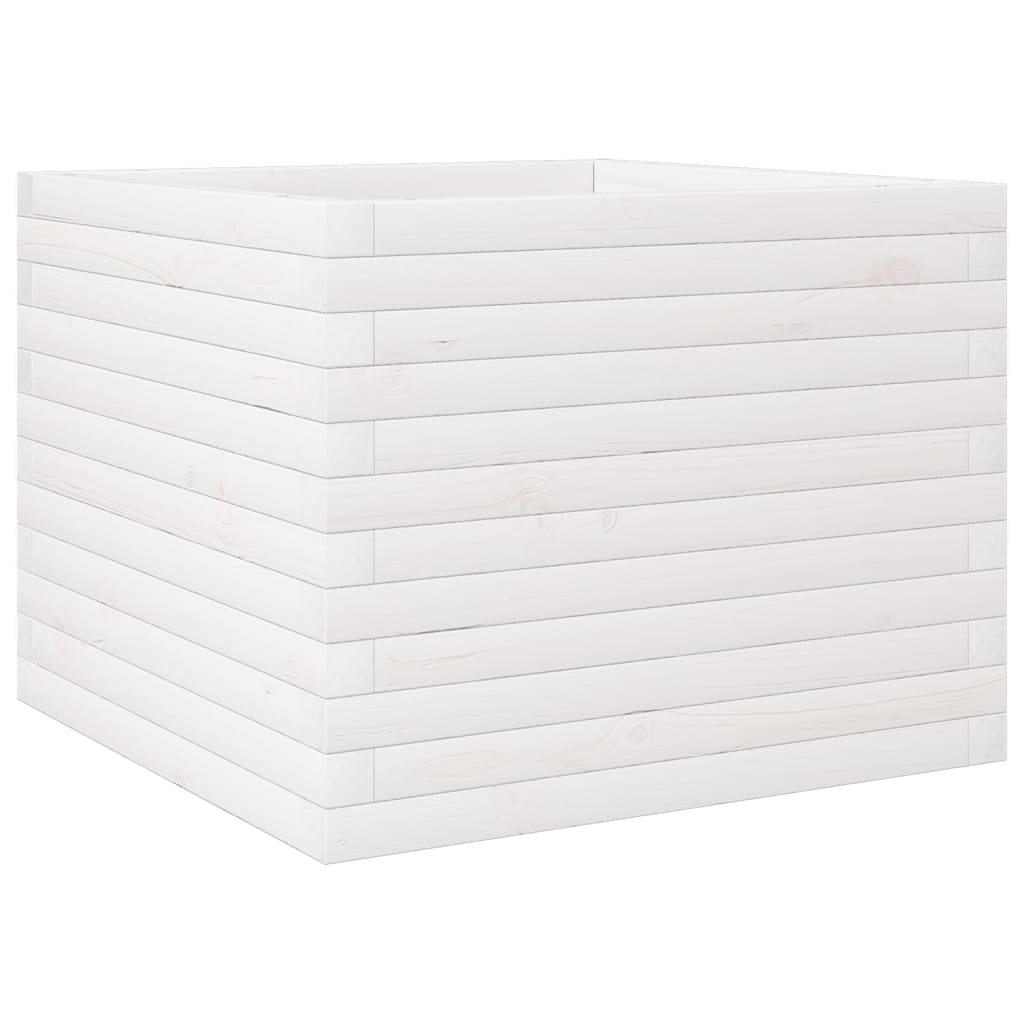 vidaXL Ζαρντινιέρα Κήπου Λευκή 60x60x46 εκ. από Μασίφ Ξύλο Πεύκου