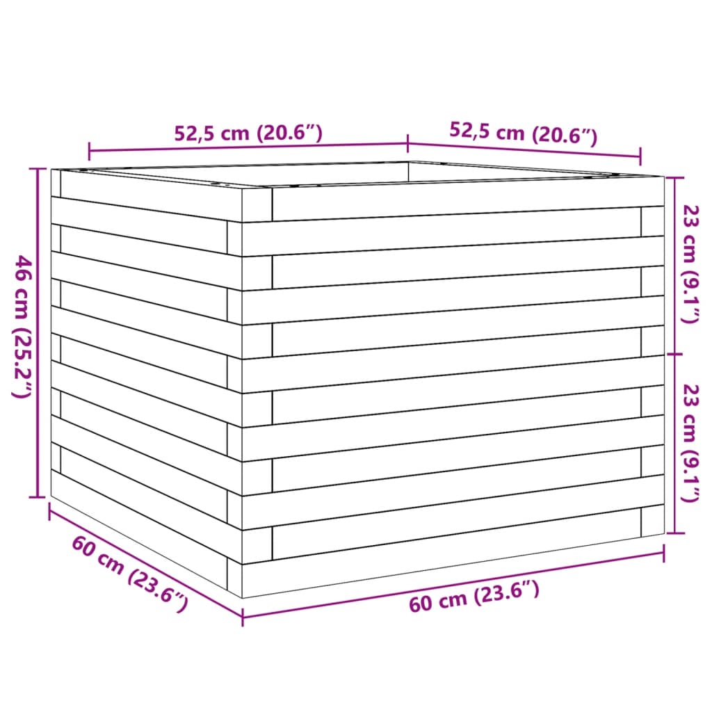 vidaXL Ζαρντινιέρα Κήπου Λευκή 60x60x46 εκ. από Μασίφ Ξύλο Πεύκου