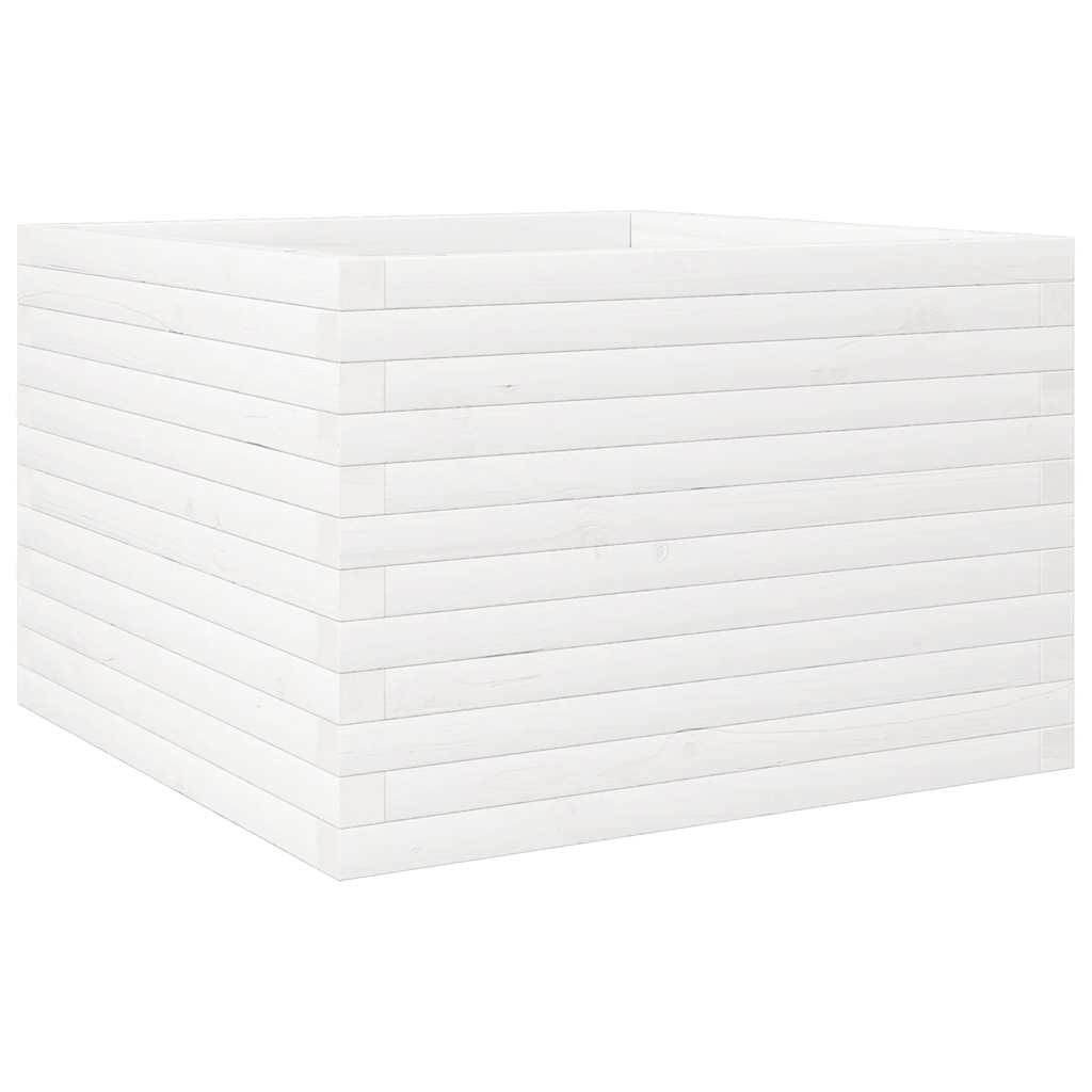 vidaXL Ζαρντινιέρα Κήπου Λευκή 70x70x46 εκ. από Μασίφ Ξύλο Πεύκου
