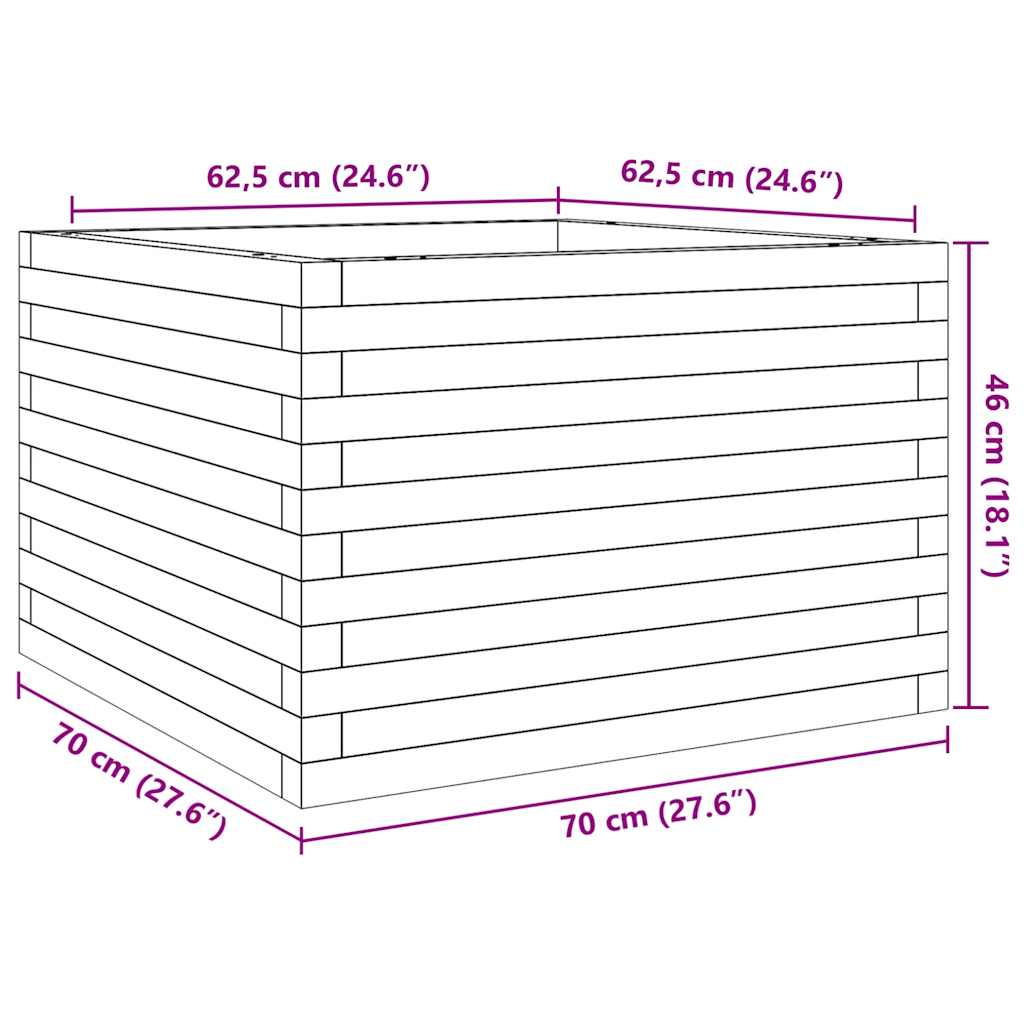 vidaXL Ζαρντινιέρα Κήπου Λευκή 70x70x46 εκ. από Μασίφ Ξύλο Πεύκου