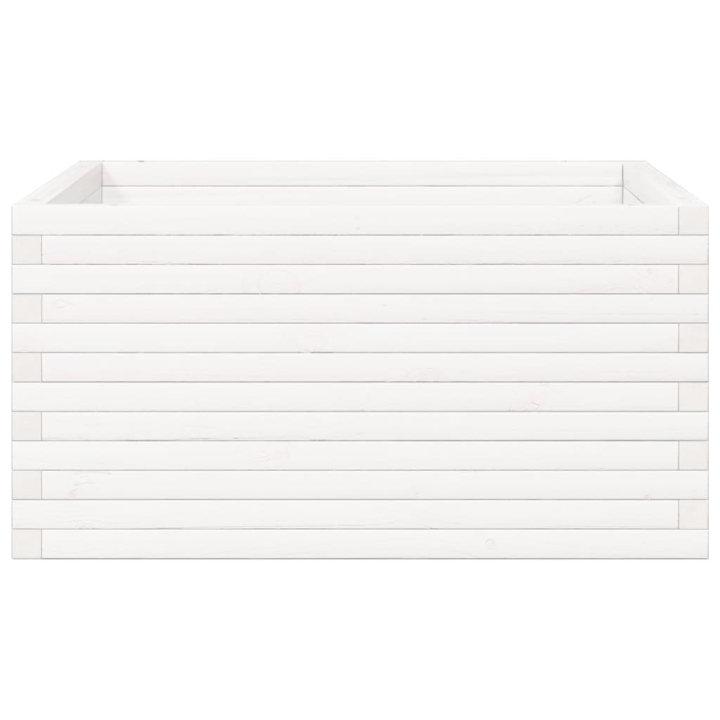 vidaXL Ζαρντινιέρα Κήπου Λευκή 90x90x46 εκ. από Μασίφ Ξύλο Πεύκου