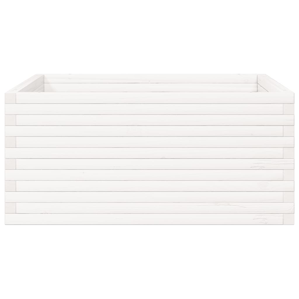 vidaXL Ζαρντινιέρα Κήπου Λευκή 100x100x46 εκ. από Μασίφ Ξύλο Πεύκου