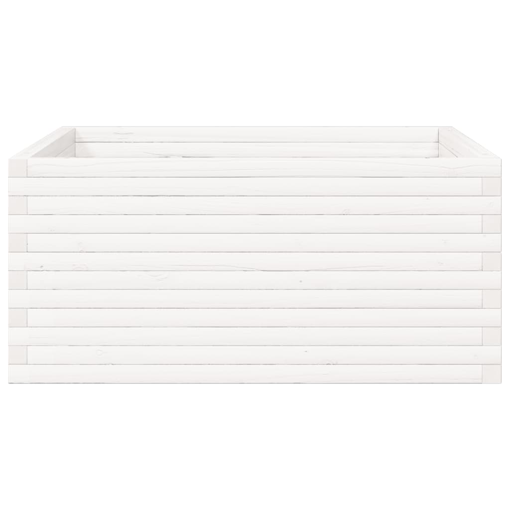 vidaXL Ζαρντινιέρα Κήπου Λευκή 100x100x46 εκ. από Μασίφ Ξύλο Πεύκου