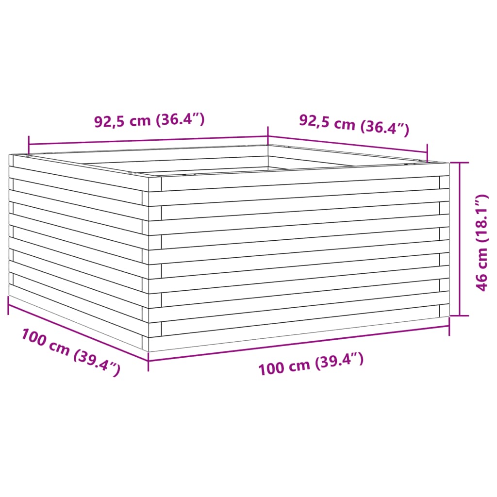 vidaXL Ζαρντινιέρα Κήπου 100x100x46 εκ. από Μασίφ Ξύλο Ψευδοτσούγκας