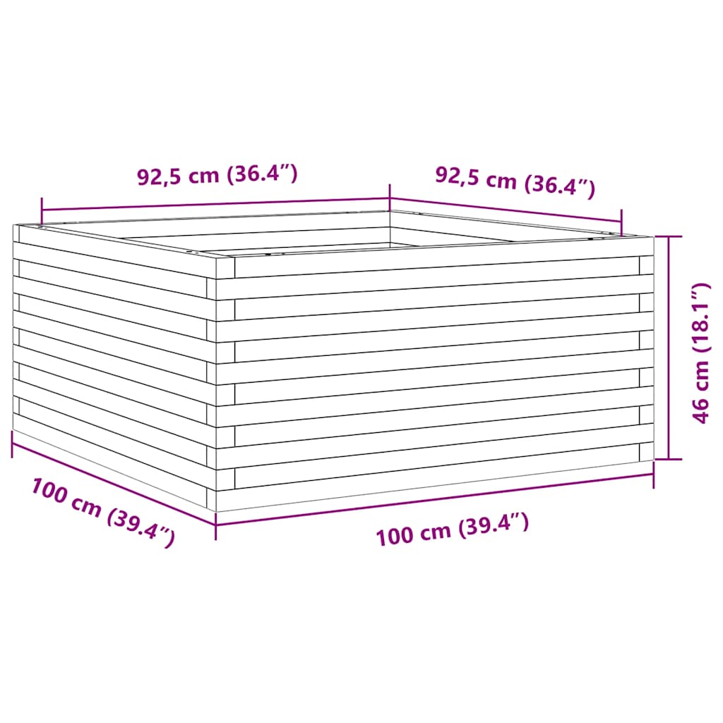 vidaXL Ζαρντινιέρα Κήπου 100x100x46 εκ. από Μασίφ Ξύλο Ψευδοτσούγκας