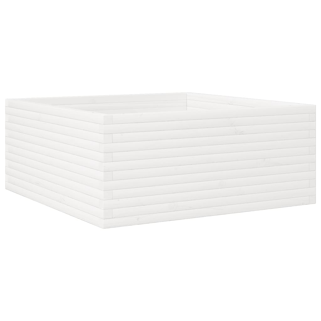 vidaXL Ζαρντινιέρα Κήπου Λευκή 110x110x46 εκ. από Μασίφ Ξύλο Πεύκου