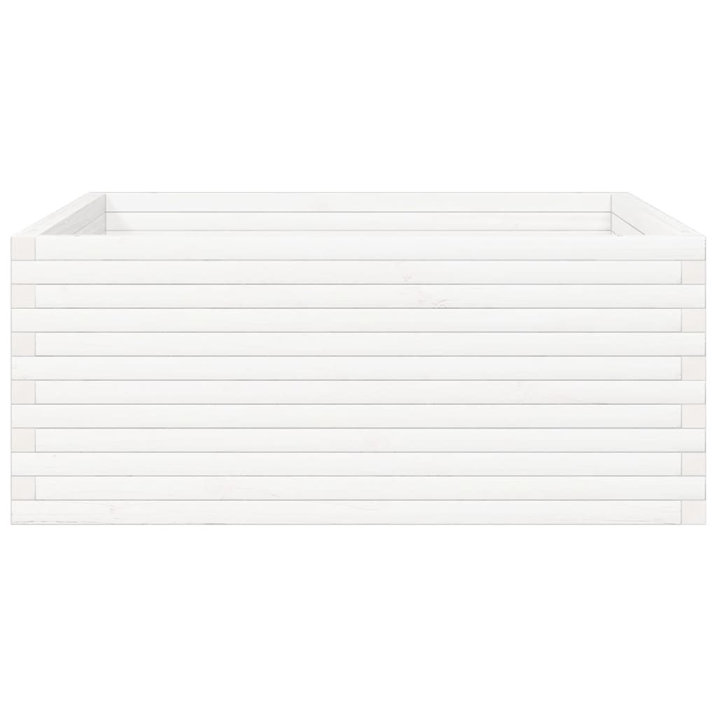 vidaXL Ζαρντινιέρα Κήπου Λευκή 110x110x46 εκ. από Μασίφ Ξύλο Πεύκου