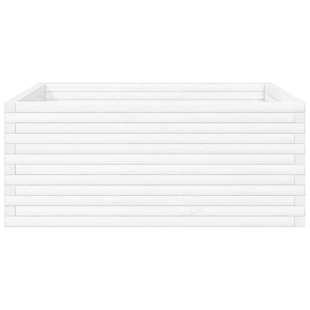 vidaXL Ζαρντινιέρα Κήπου Λευκή 110x110x46 εκ. από Μασίφ Ξύλο Πεύκου
