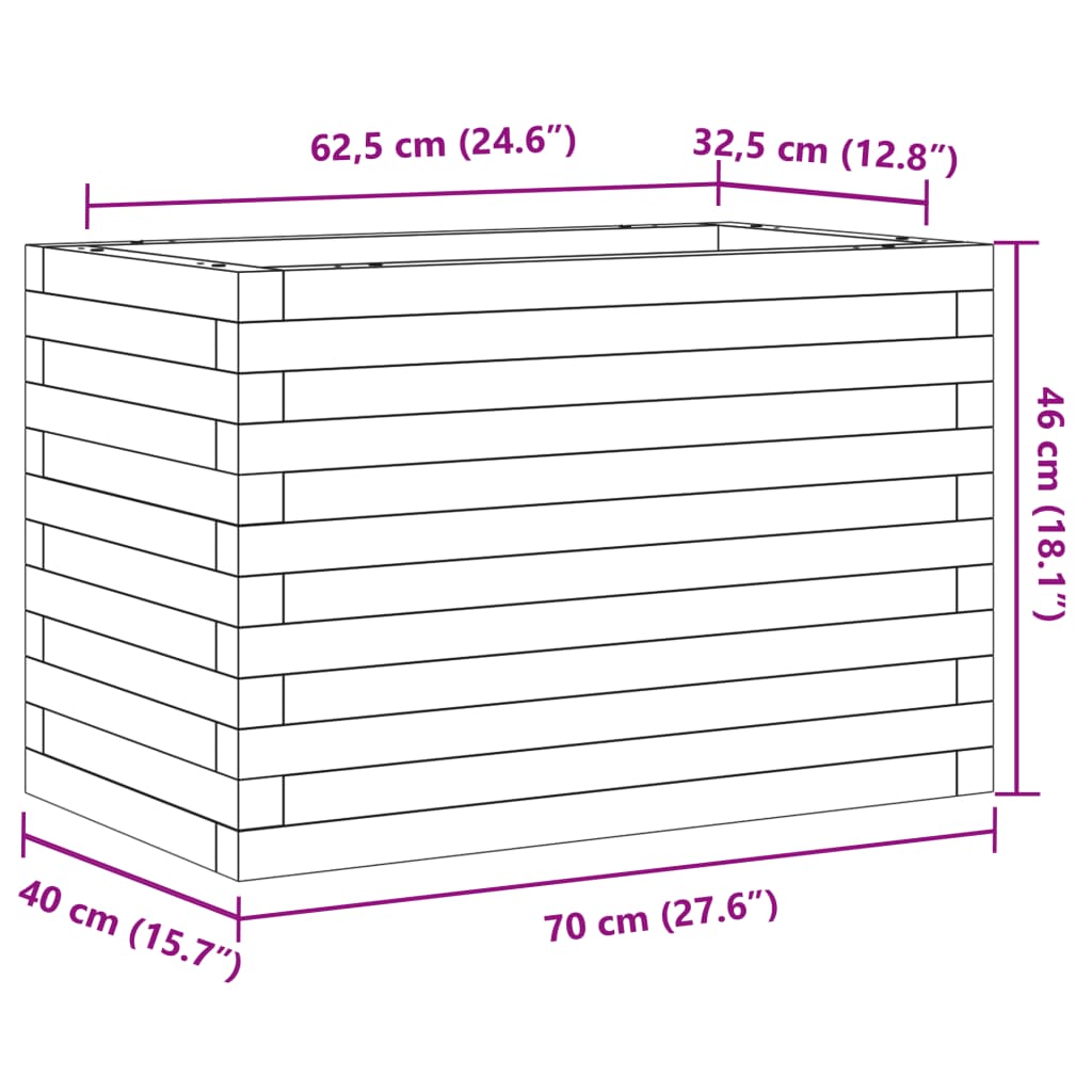 vidaXL Ζαρντινιέρα Καφέ Κεριού 70x40x46 εκ. από Μασίφ Ξύλο Πεύκου