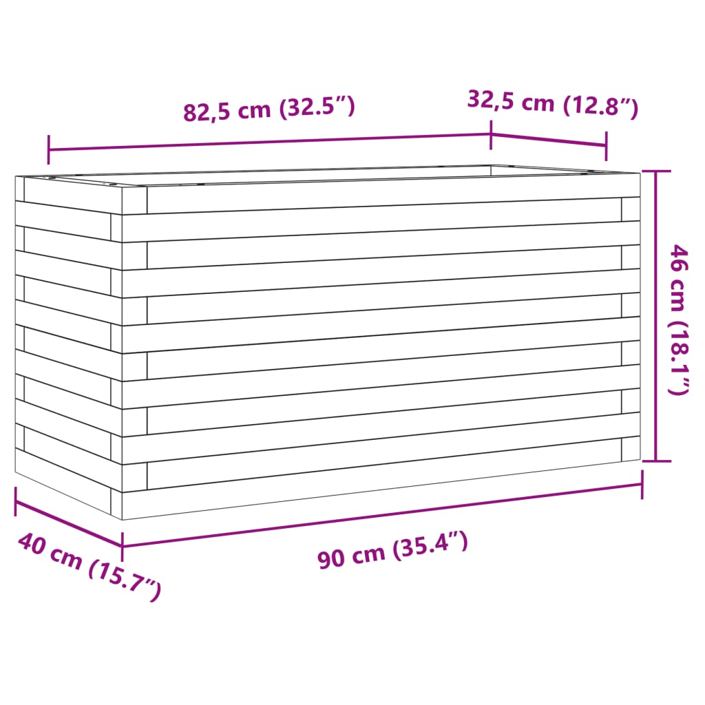 vidaXL Ζαρντινιέρα Λευκή 90x40x46 εκ από Μασίφ Ξύλο Πεύκου