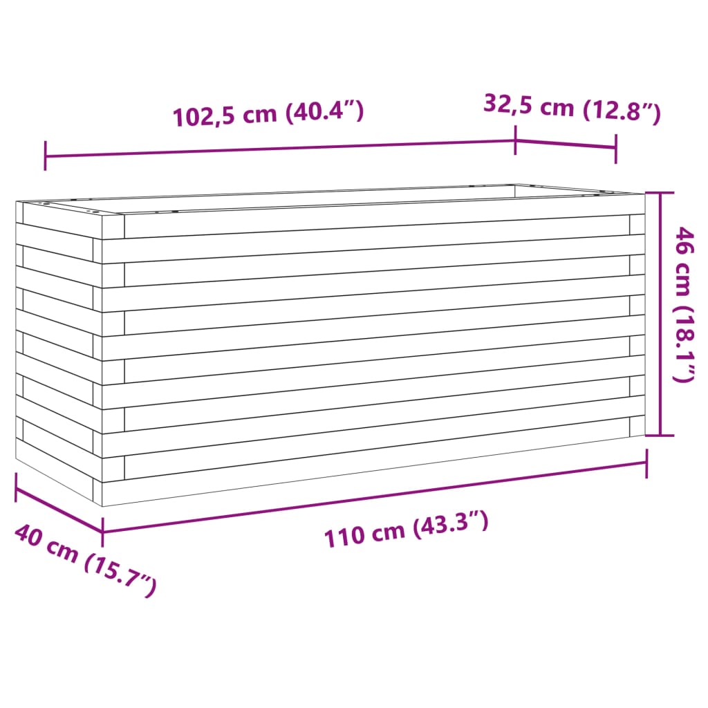 vidaXL Ζαρντινιέρα Καφέ Κεριού 110x40x46 εκ. από Μασίφ Ξύλο Πεύκου