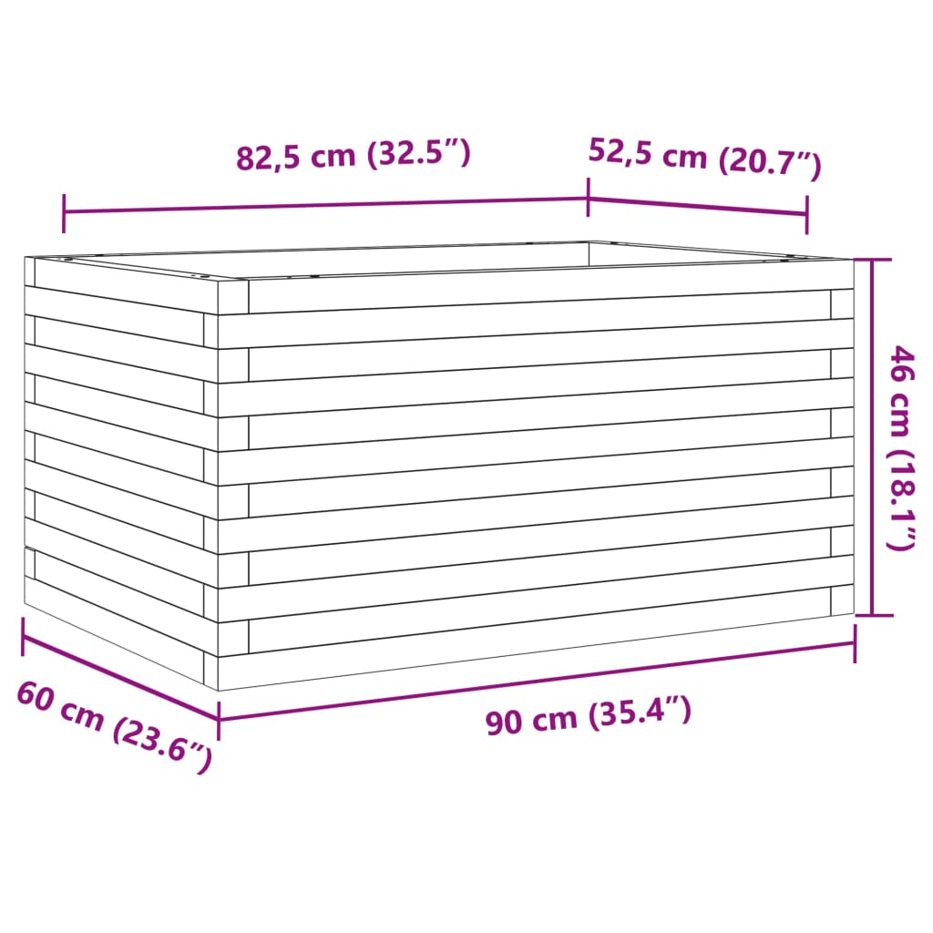 vidaXL Ζαρντινιέρα Λευκή 90x60x46 εκ. από Μασίφ Ξύλο Πεύκου