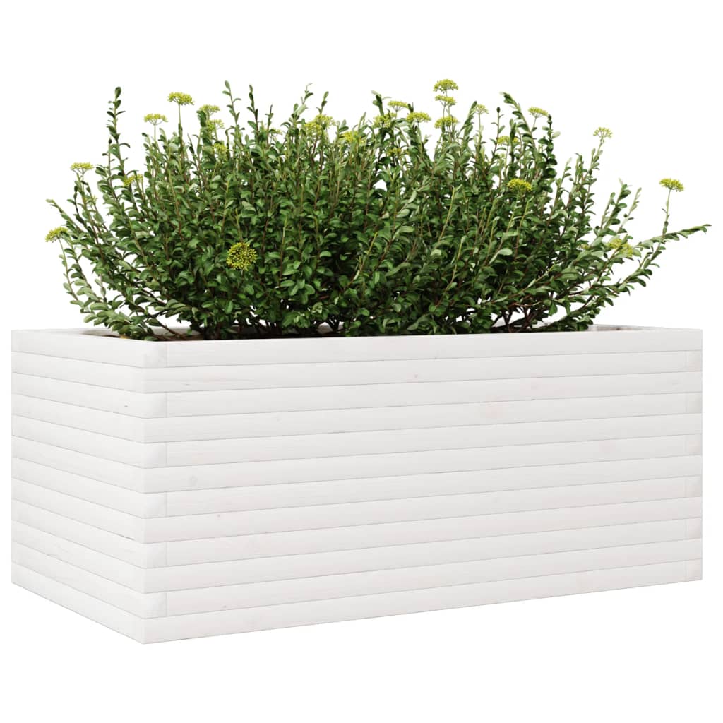 vidaXL Ζαρντινιέρα Κήπου Λευκή 110x60x46 εκ. από Μασίφ Ξύλο Πεύκου