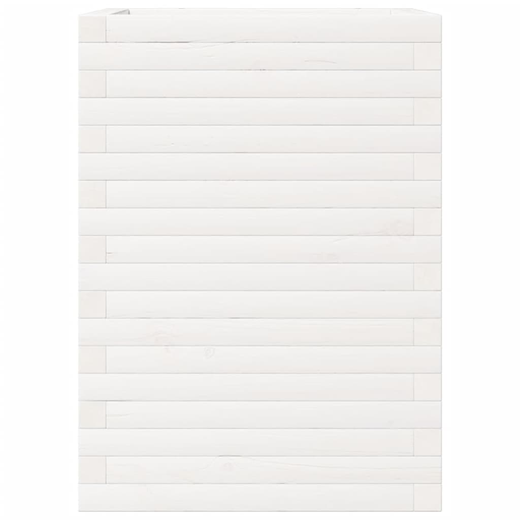 vidaXL Ζαρντινιέρα Λευκή. 50x50x68,5 εκ από Μασίφ Ξύλο Πεύκου