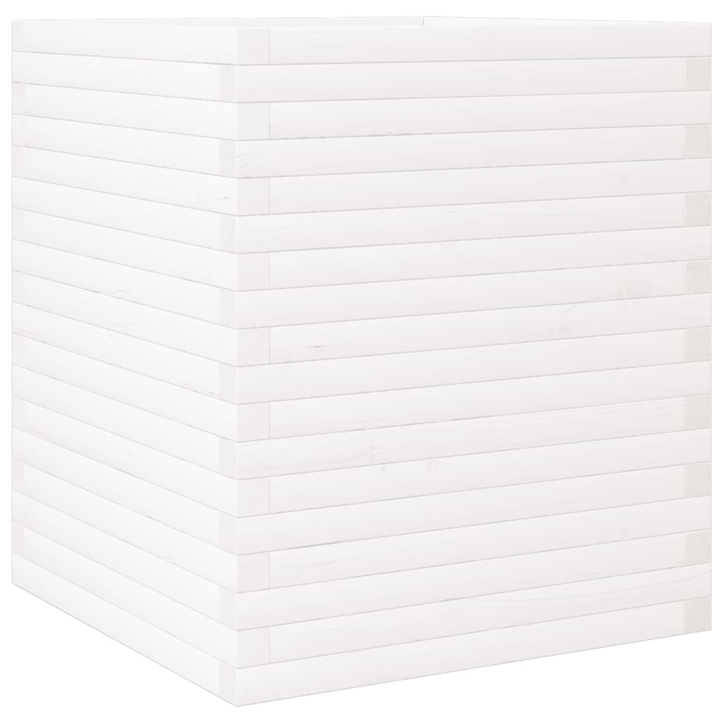 vidaXL Ζαρντινιέρα Κήπου Λευκή 60x60x68,5 εκ. από Μασίφ Ξύλο Πεύκου