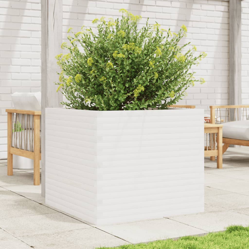 vidaXL Ζαρντινιέρα Λευκή 80x80x68,5 εκ. από Μασίφ Ξύλο Πεύκου