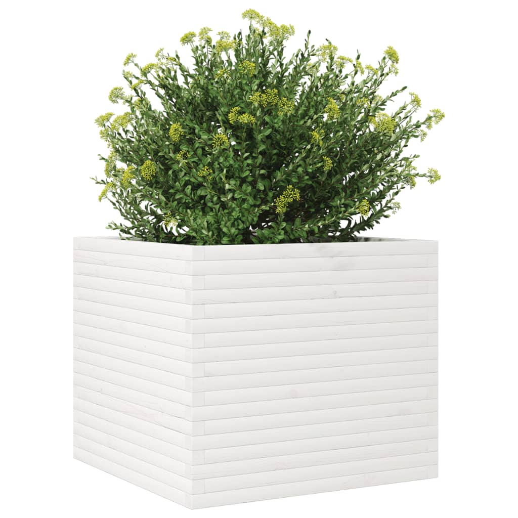 vidaXL Ζαρντινιέρα Λευκή 80x80x68,5 εκ. από Μασίφ Ξύλο Πεύκου