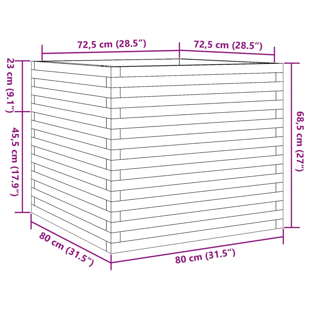 vidaXL Ζαρντινιέρα Κήπου 80x80x68,5 εκ. από Μασίφ Ξύλο Ψευδοτσούγκας
