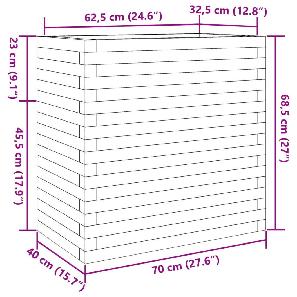vidaXL Ζαρντινιέρα Κήπου 70x40x68,5 εκ από Μασίφ Ξύλο Πεύκου
