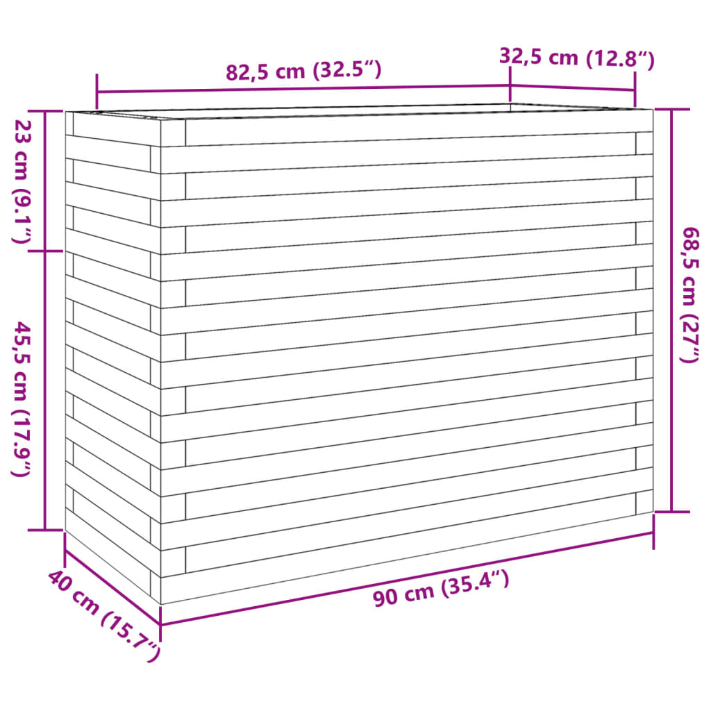vidaXL Ζαρντινιέρα Κήπου 90x40x68,5 εκ από Μασίφ Ξύλο Πεύκου