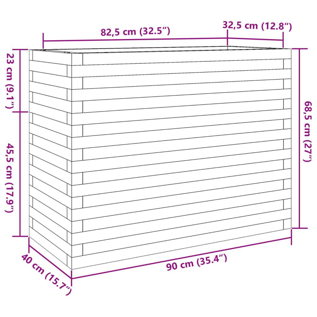 vidaXL Ζαρντινιέρα Κήπου 90x40x68,5 εκ. από Εμποτισμένο Ξύλο Πεύκου