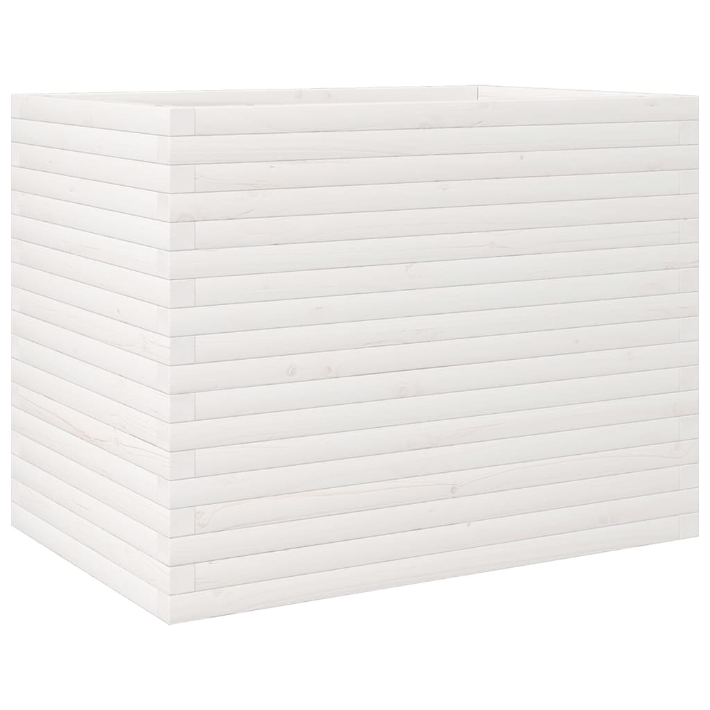 vidaXL Ζαρντινιέρα Κήπου Λευκή 60 x 60 x 60 εκ. από Μασίφ Ξύλο Πεύκου
